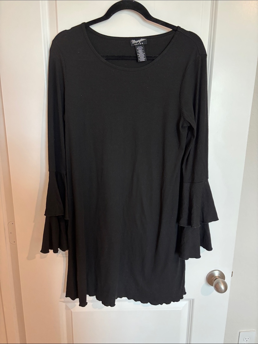 Wrangler Black Ribbed Tunic with Layered Bell Sleeves